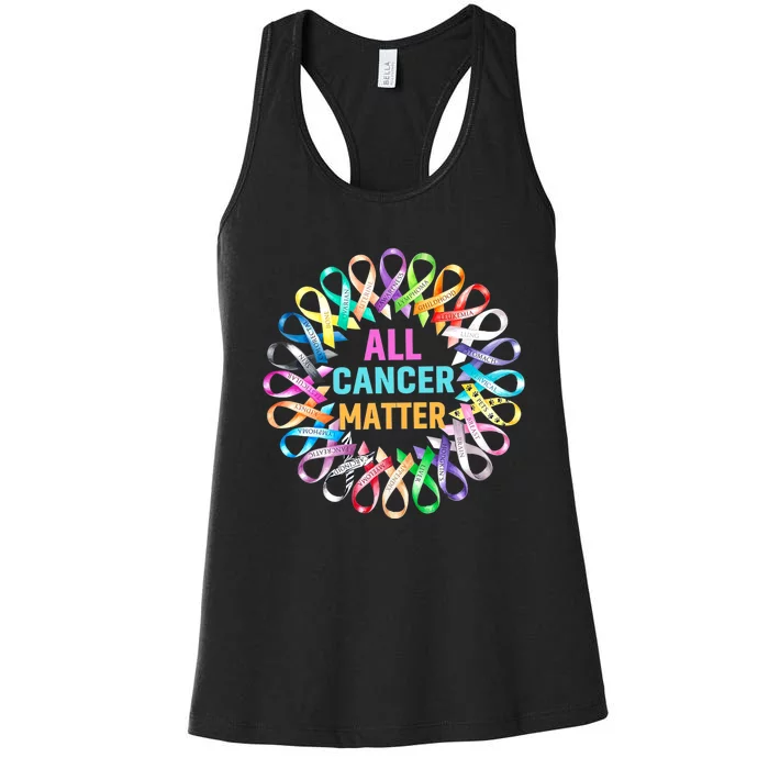 All Cancer Matter Colorful Ribbons Cancer Awareness Women's Racerback Tank