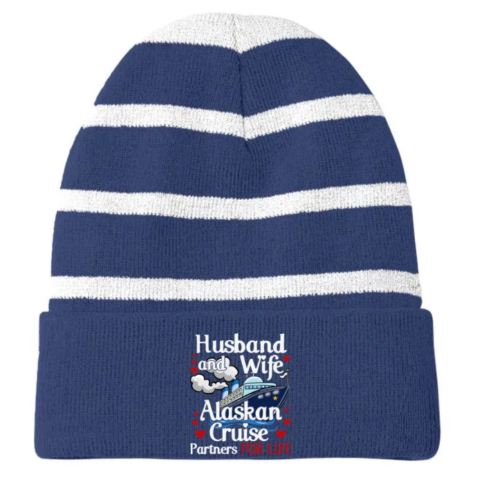 Alaskan Cruise Matching Cruising Husband Wife Couples Alaska Striped Beanie with Solid Band