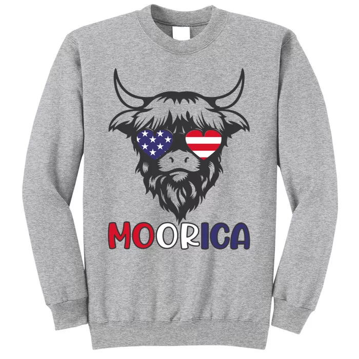 American Cow Moorica 4th Of July Meaningful Gift Tall Sweatshirt