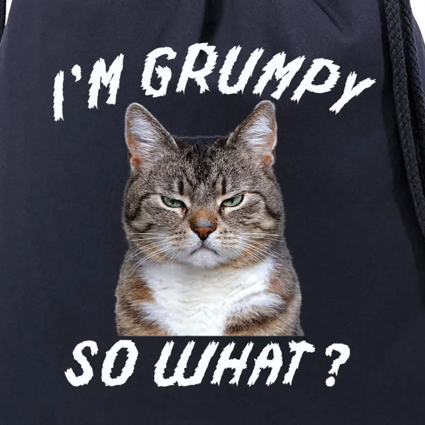 Angry Cat Meme I'm Grumpy So What Drawstring Bag