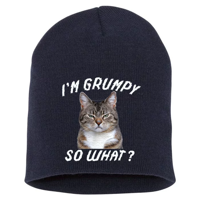 Angry Cat Meme I'm Grumpy So What Short Acrylic Beanie