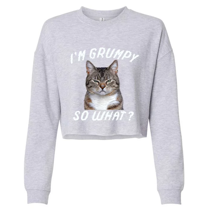 Angry Cat Meme I'm Grumpy So What Cropped Pullover Crew