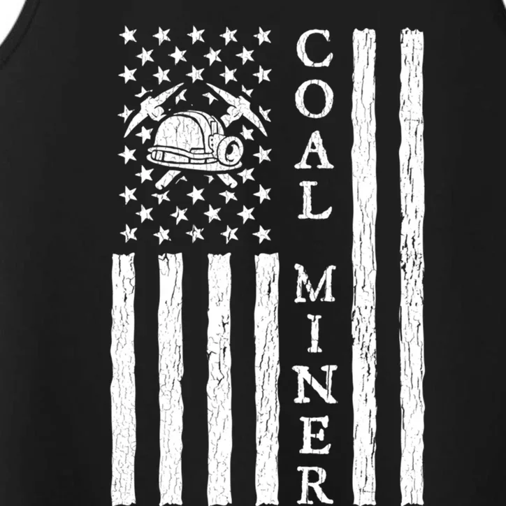 American Coal Miner Usa Flag Funny Mining Miner Gift Performance Tank