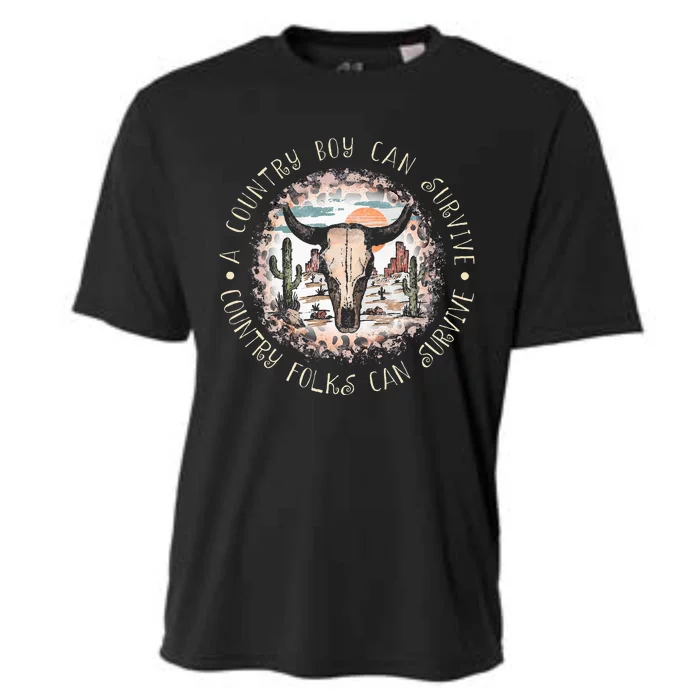 A Country Music Boy Can Survive Country Folks Can Survive Cooling Performance Crew T-Shirt