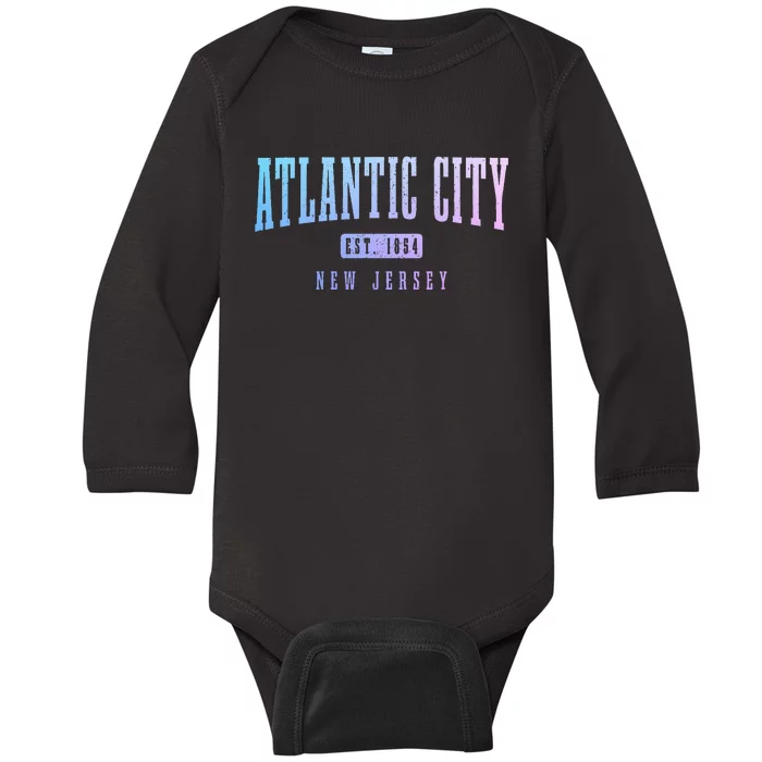 Atlantic City New Jersey Est. 1854 Pride Vintage Baby Long Sleeve Bodysuit