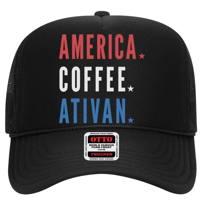 America Coffee Nurse Nursing Health Care High Crown Mesh Trucker Hat