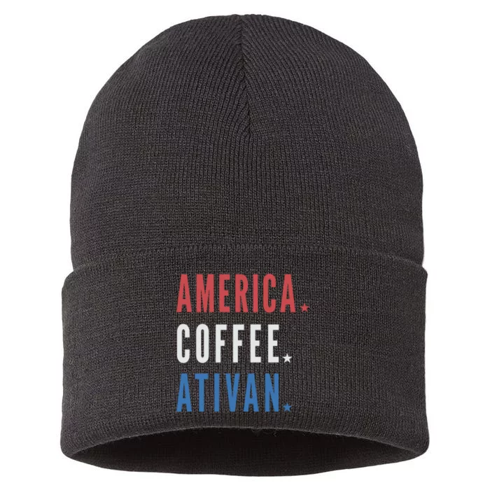 America Coffee Nurse Nursing Health Care Sustainable Knit Beanie