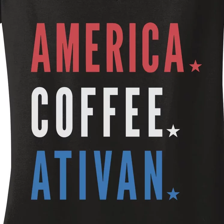 America Coffee Nurse Nursing Health Care Women's V-Neck T-Shirt