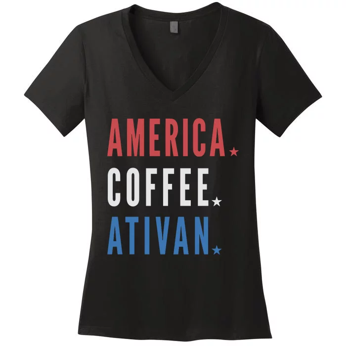 America Coffee Nurse Nursing Health Care Women's V-Neck T-Shirt