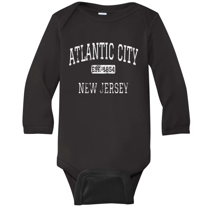 Atlantic City New Jersey Nj Vintage Baby Long Sleeve Bodysuit