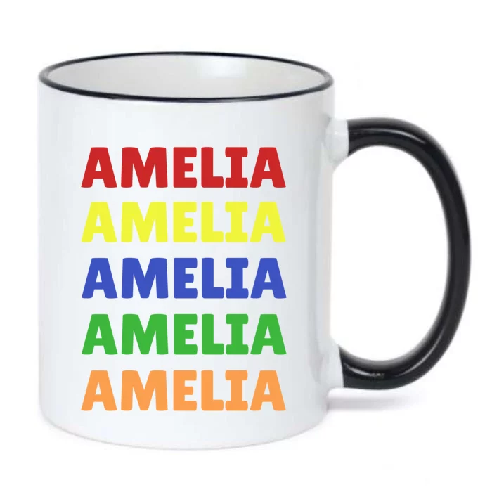 Amelia Colorful Name Stack Pride In Your Name Funny Gift Black Color Changing Mug