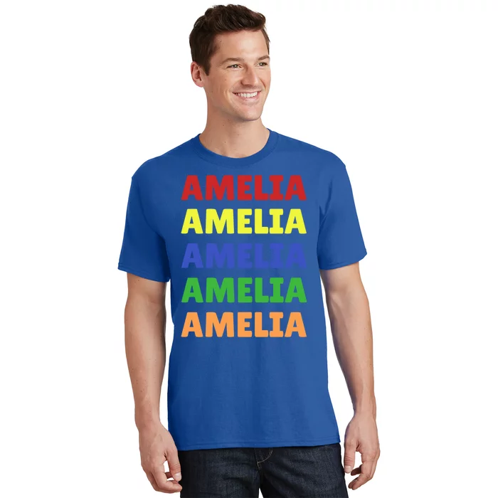 Amelia Colorful Name Stack Pride In Your Name Funny Gift T-Shirt