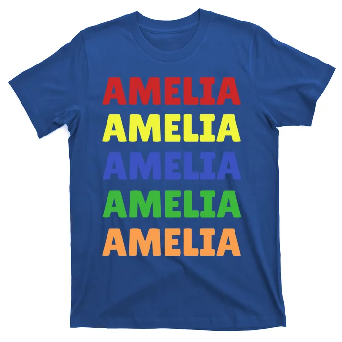 Amelia Colorful Name Stack Pride In Your Name Funny Gift T-Shirt