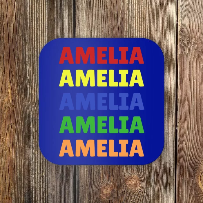 Amelia Colorful Name Stack Pride In Your Name Funny Gift Coaster