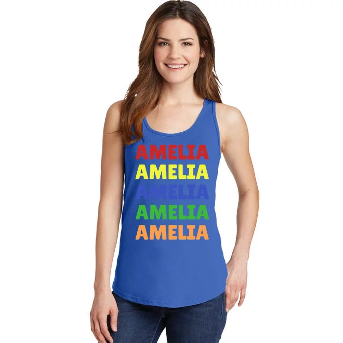 Amelia Colorful Name Stack Pride In Your Name Funny Gift Ladies Essential Tank