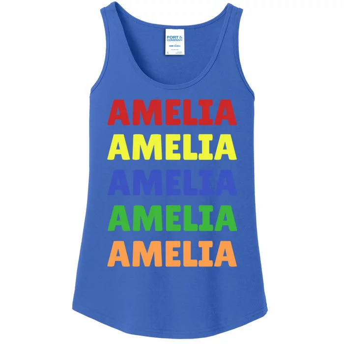 Amelia Colorful Name Stack Pride In Your Name Funny Gift Ladies Essential Tank