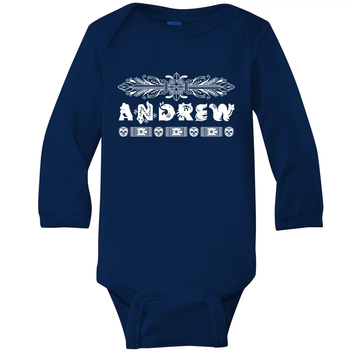 Andrew Custom Name Animals African Style Personalized Great Gift Baby Long Sleeve Bodysuit