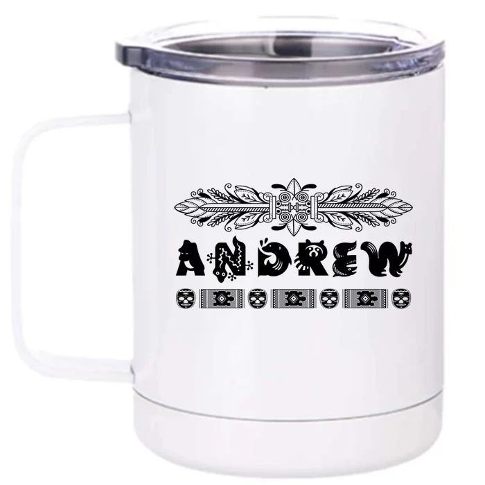 Andrew Custom Name Animals African Style Personalized Great Gift Front & Back 12oz Stainless Steel Tumbler Cup