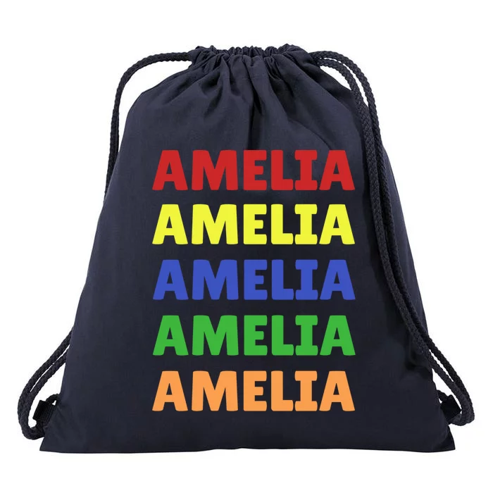 Amelia Colorful Name Stack Pride In Your Name Gift Drawstring Bag