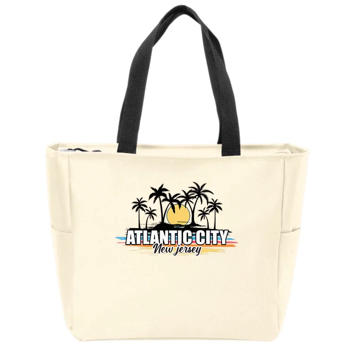 Atlantic City New Jersey Retro Surfing Board Zip Tote Bag