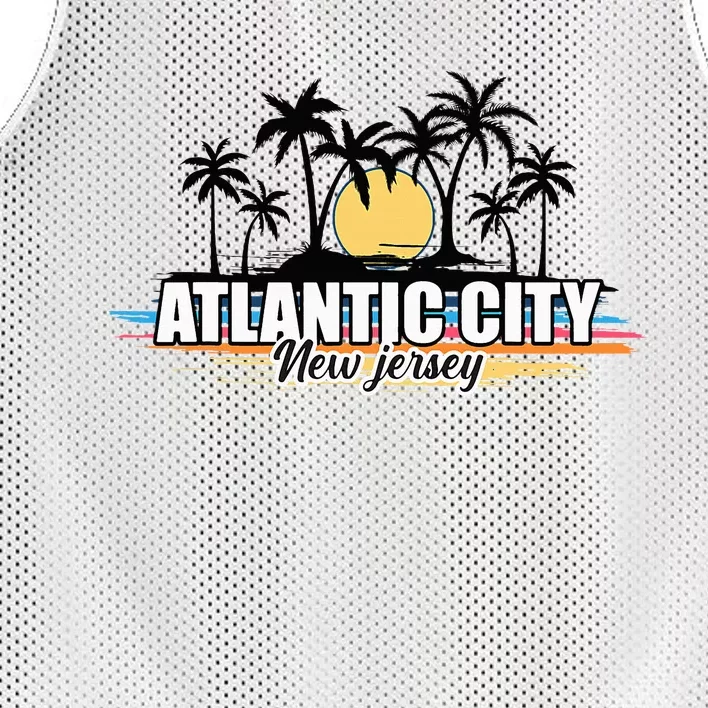 Atlantic City New Jersey Retro Surfing Board Mesh Reversible Basketball Jersey Tank