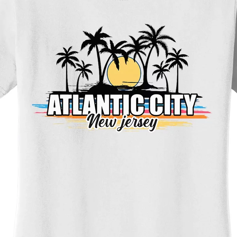 Atlantic City New Jersey Retro Surfing Board Women's T-Shirt