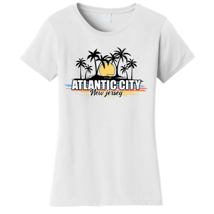 Atlantic City New Jersey Retro Surfing Board Women's T-Shirt