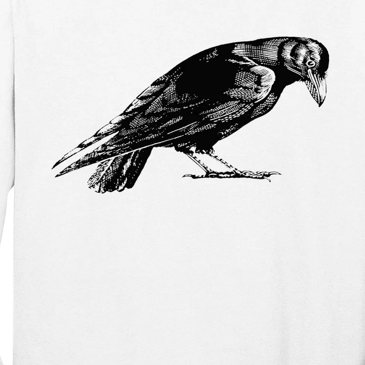 Antique Crow or Raven Long Sleeve Shirt