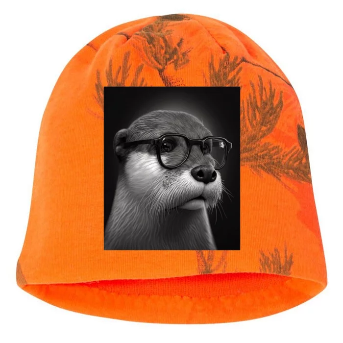 Aesthetic Cool Otter Head Cool Otter With Sunglasses Meaningful Gift Kati - Camo Knit Beanie