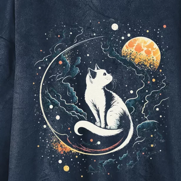 Astronaut Cat Or Funny Space Cat On Galaxy Cat Lover Cute Hooded Wearable Blanket