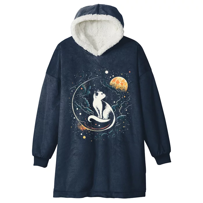 Astronaut Cat Or Funny Space Cat On Galaxy Cat Lover Cute Hooded Wearable Blanket