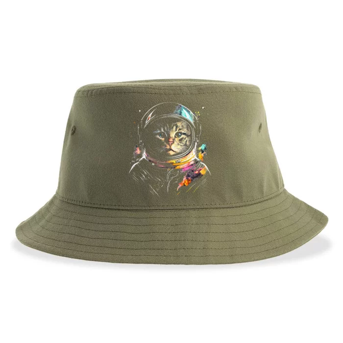 Astronaut Cat Or Funny Space Cat On Galaxy Cat Lover Day Sustainable Bucket Hat