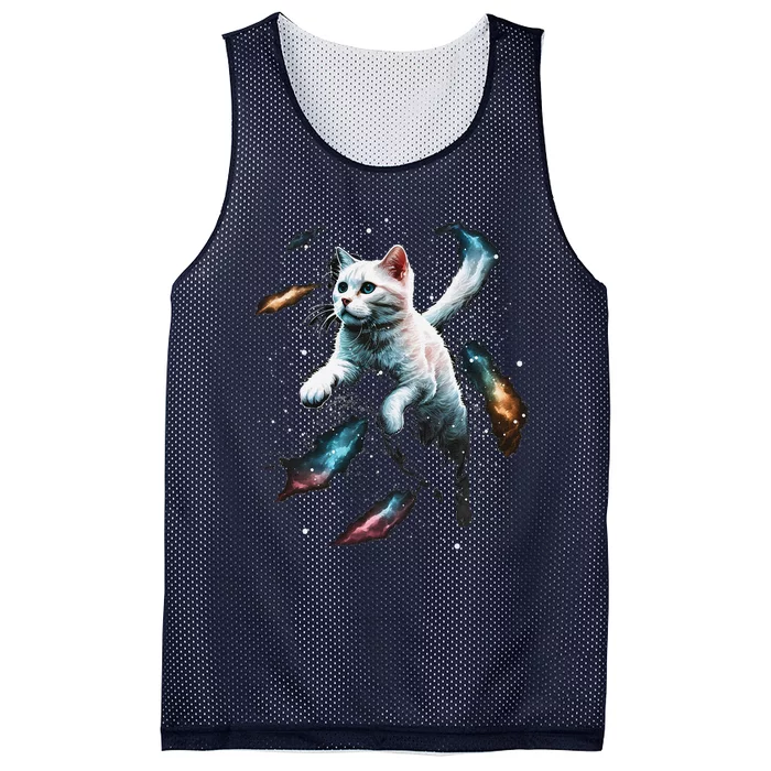 Astronaut Cat Or Funny Space Cat On Galaxy Cat Lover Funny Mesh Reversible Basketball Jersey Tank