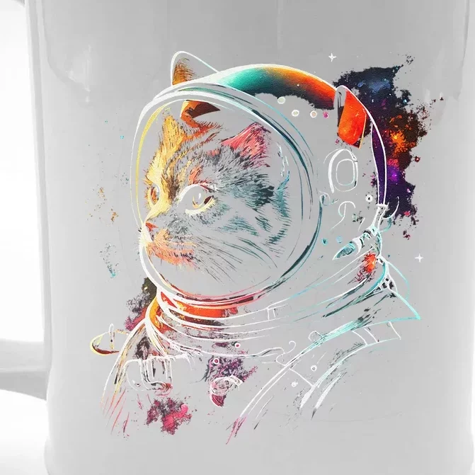 Astronaut Cat Or Funny Space Cat On Galaxy Cat Lover Love Front & Back Beer Stein