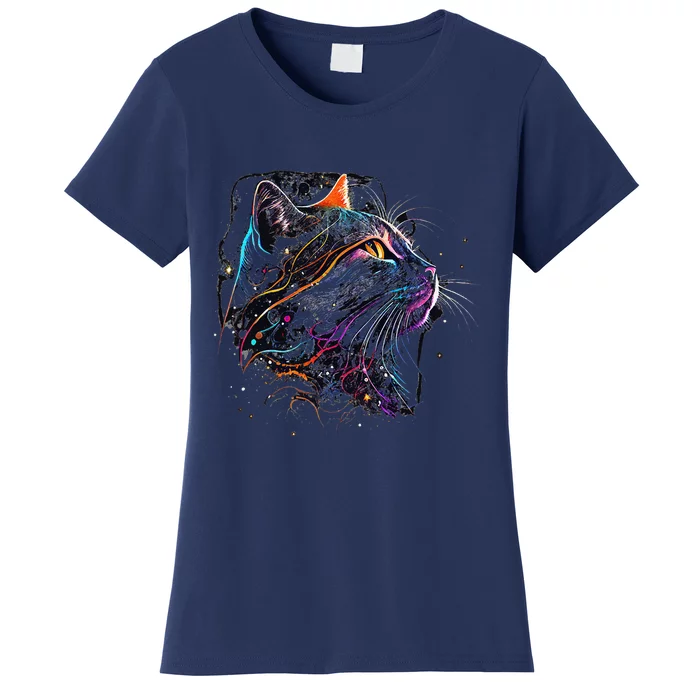 Astronaut Cat Or Funny Space Cat On Galaxy Cat Lover Women's T-Shirt