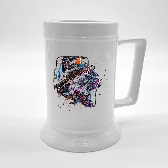 Astronaut Cat Or Funny Space Cat On Galaxy Cat Lover Front & Back Beer Stein