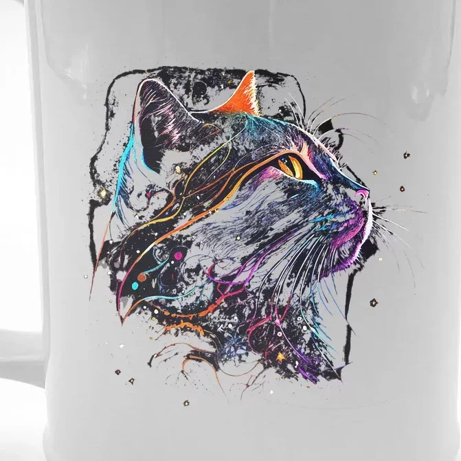 Astronaut Cat Or Funny Space Cat On Galaxy Cat Lover Front & Back Beer Stein