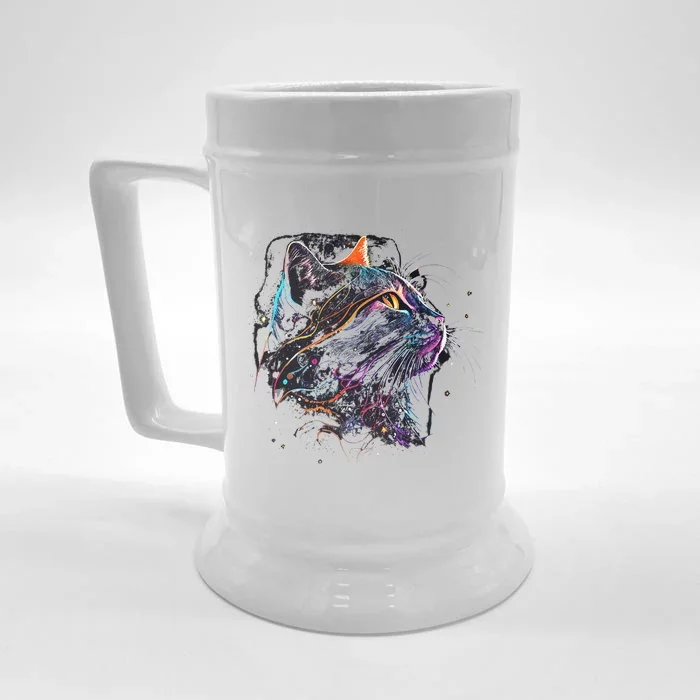 Astronaut Cat Or Funny Space Cat On Galaxy Cat Lover Front & Back Beer Stein