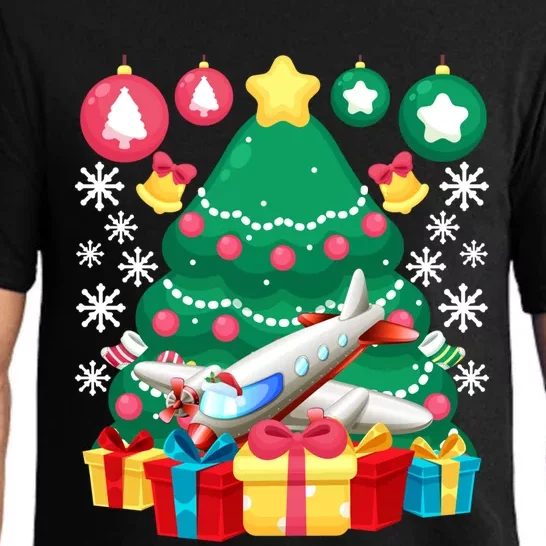 Airplane Christmas Ornats Funny Aviation Lover Pilot Gift Funny Gift Pajama Set