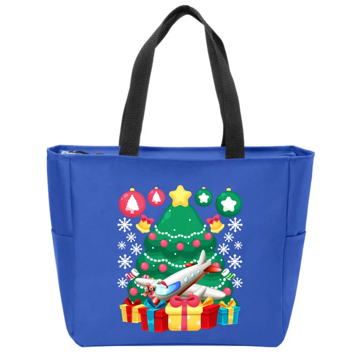 Airplane Christmas Ornats Funny Aviation Lover Pilot Gift Funny Gift Zip Tote Bag