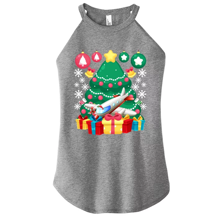 Airplane Christmas Ornats Funny Aviation Lover Pilot Gift Funny Gift Women’s Perfect Tri Rocker Tank