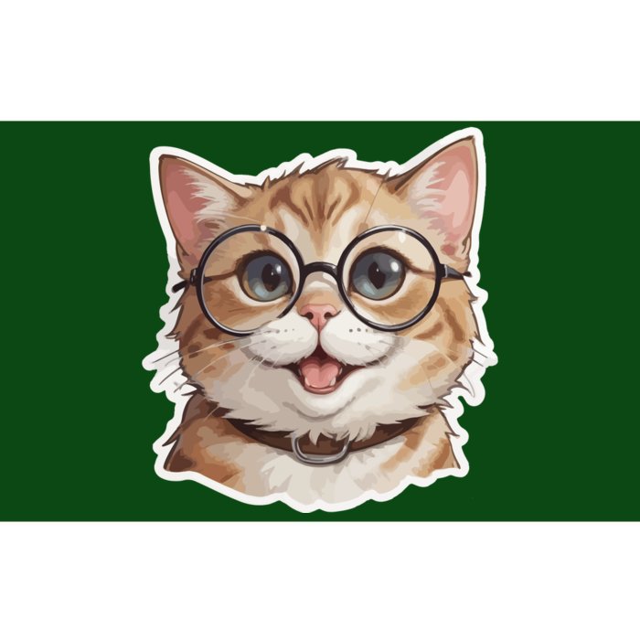 Adorable Cute Orange Cat Wearing Glasses Bumper Sticker