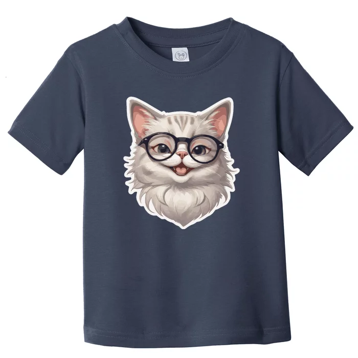 Adorable Cute Orange Cat Wearing Glasses Toddler T-Shirt