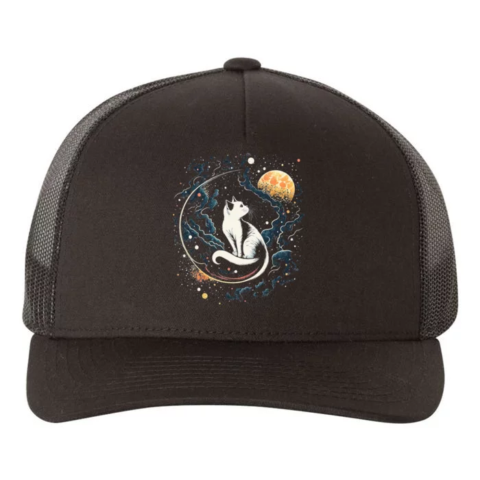 Astronaut Cat or Funny Space Cat on Galaxy Cat Lover Yupoong Adult 5-Panel Trucker Hat