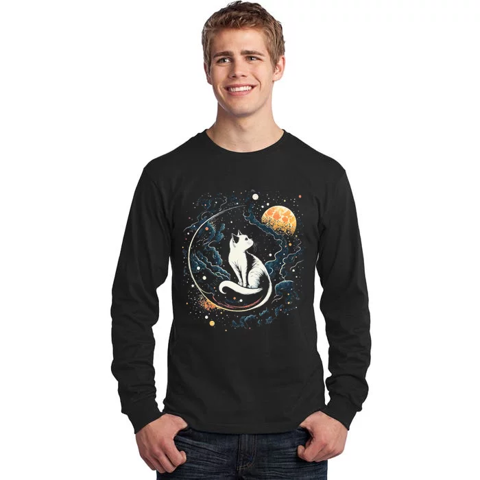 Astronaut Cat or Funny Space Cat on Galaxy Cat Lover Tall Long Sleeve T-Shirt