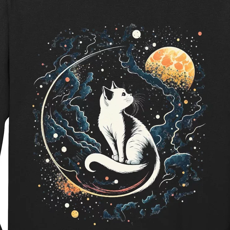 Astronaut Cat or Funny Space Cat on Galaxy Cat Lover Tall Long Sleeve T-Shirt