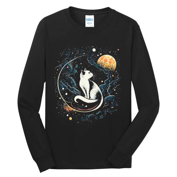 Astronaut Cat or Funny Space Cat on Galaxy Cat Lover Tall Long Sleeve T-Shirt