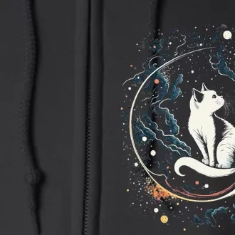 Astronaut Cat or Funny Space Cat on Galaxy Cat Lover Full Zip Hoodie