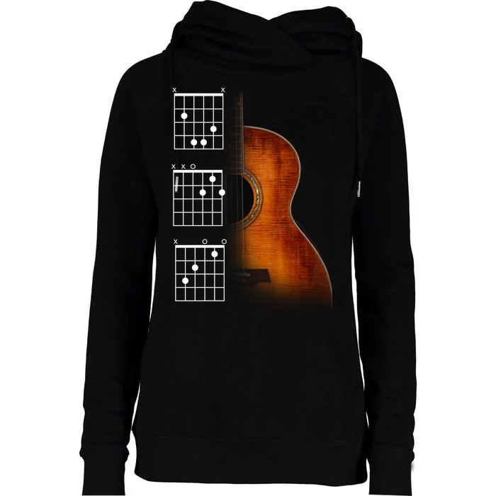 Acoustic Guitar Chords Womens Funnel Neck Pullover Hood