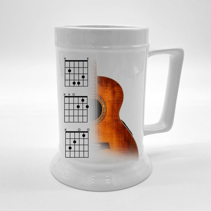 Acoustic Guitar Chords Front & Back Beer Stein